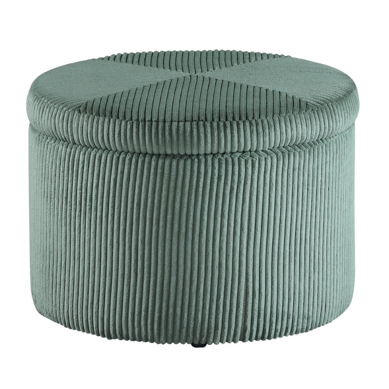 Round Corduroy Shoe Storage Ottoman