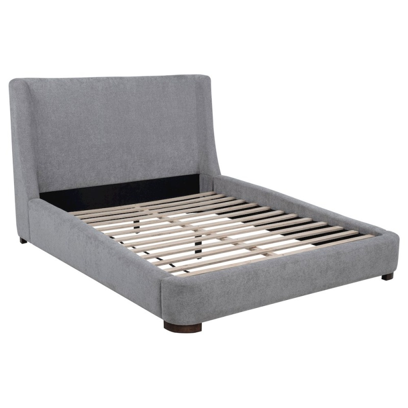 Rennes Upholstered Eastern King Wingback Platform Bed Grey