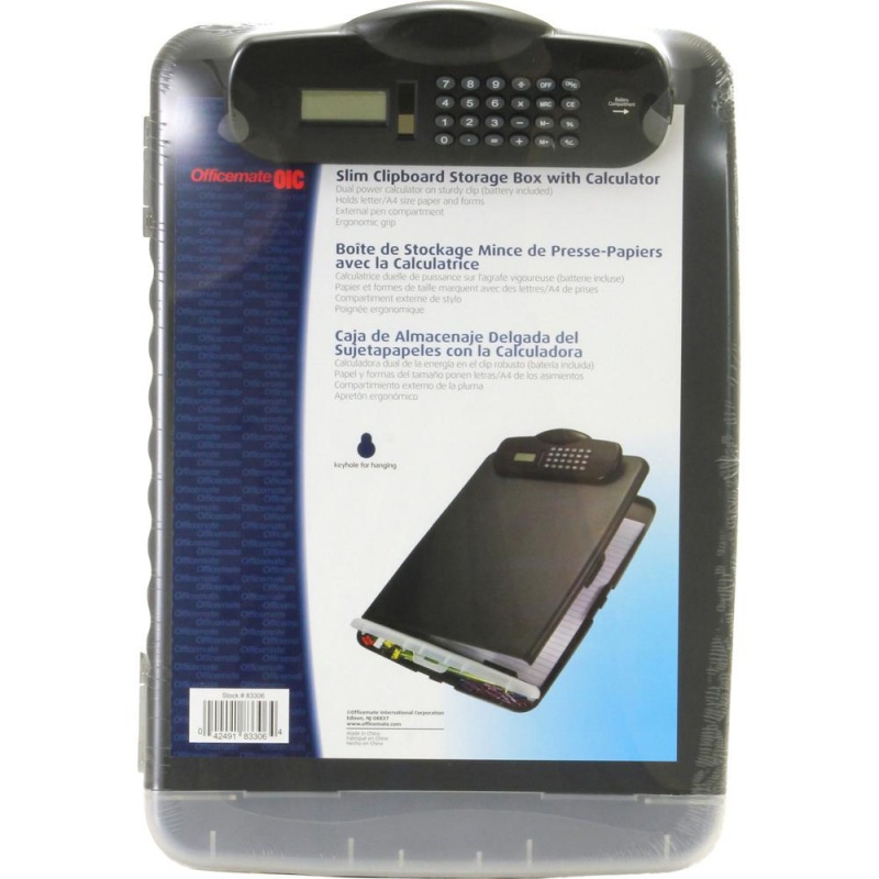Officemate Slim Clipboard Storage Box With Calculator - 10" X 14 1/2" - 1 Each