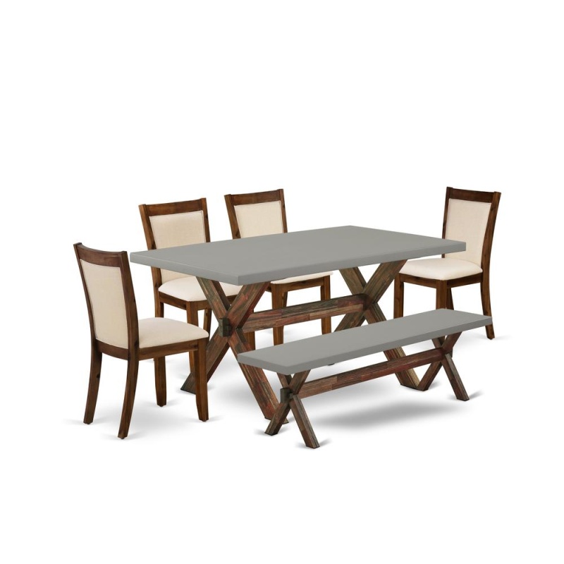 6-Pc Table Set with Bench and 4 Parsons Chairs