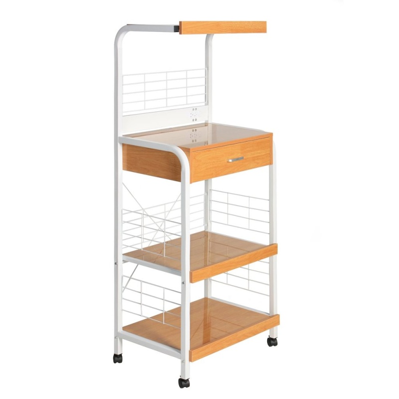 Kristi Metal Frame Microwave Stand With Storage in White