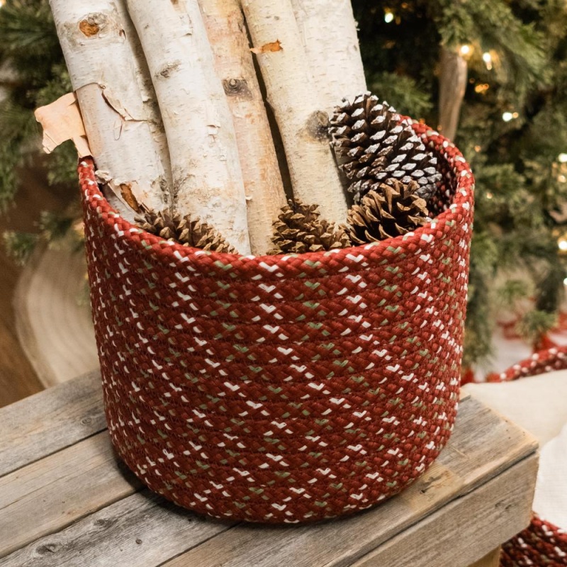Sleighbells Woven Holiday Basket - Red Multi 12"X12"x10"
