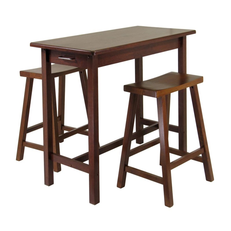 Sally 3-Pc Breakfast Table Set With 2 Saddle Seat Stools