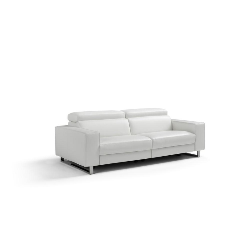Augusto Sofa 100% Made In Italy White Top Grain Leather 1066 L09s 2 Electric Recliners Adjustabl