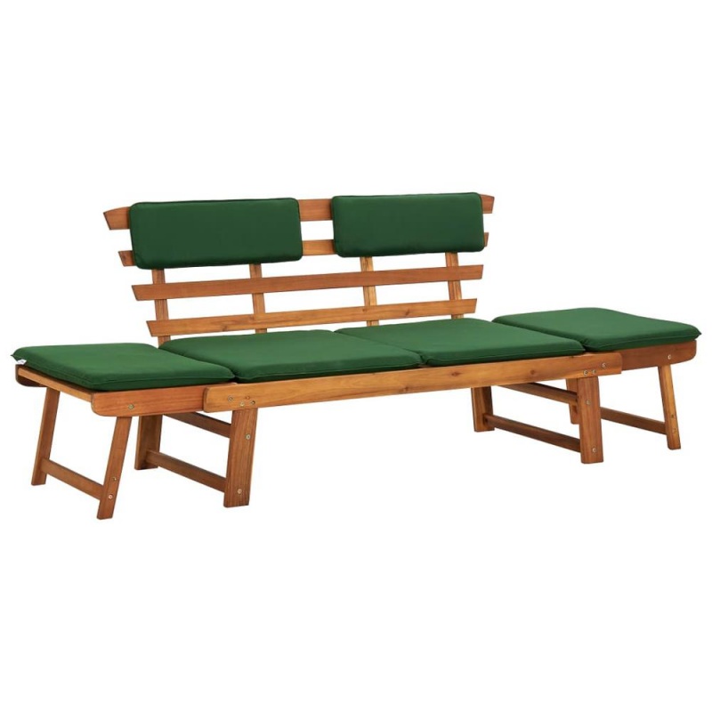 Vidaxl Garden Bench With Cushions 2-In-1 74.8" Solid Acacia Wood 2121