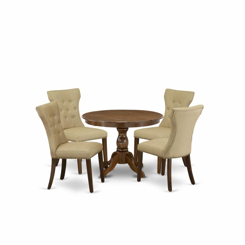 5 Pc Modern Table Set with 4 Brown Chairs