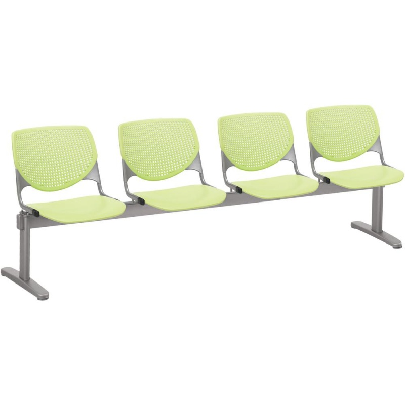 Kfi Kool 4 Seat Beam Chair - Lime Green Polypropylene Seat - Lime Green Polypropylene, Aluminum Alloy Back - Powder Coated Silver Tubular Steel Frame - 1 Each
