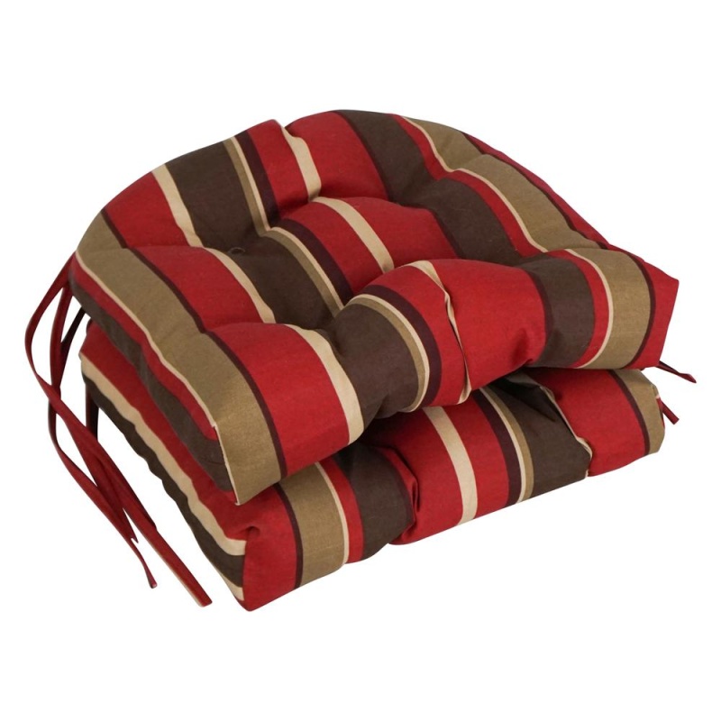 16-Inch Spun Polyester Patterned Outdoor U-Shaped Tufted Chair Cushion