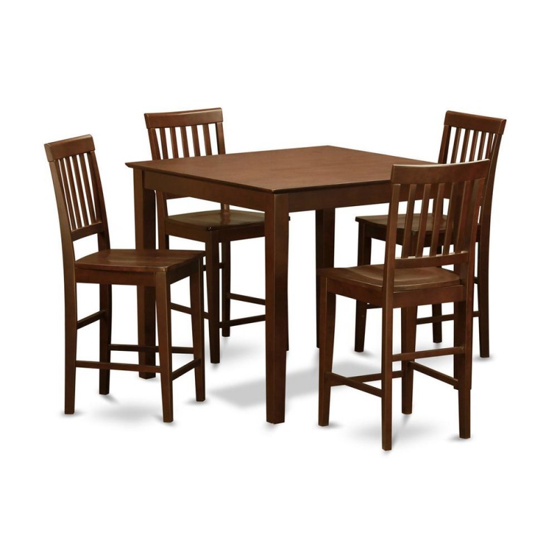 5-Piece Pub Table Set with Counter-Height Table and 4 Kitchen Chairs
