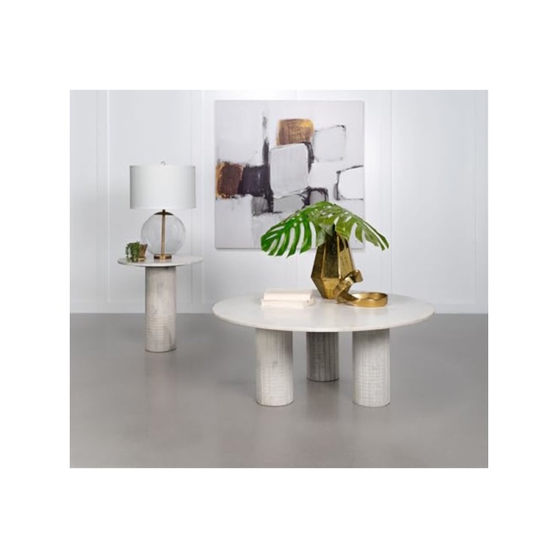 Astoria 2-Piece Marble Coffee And End Table Set White