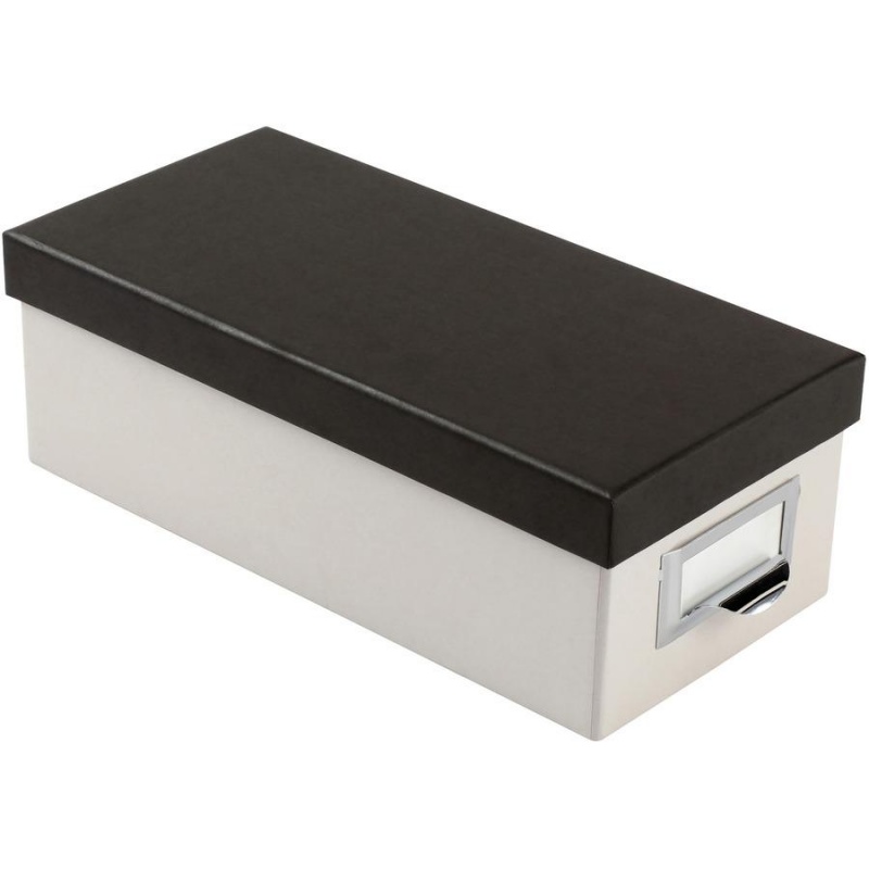 Oxford 3X5 Index Card Storage Box - External Dimensions: 11.5" Length X 5.5" Width X 3.9" Height - Media Size Supported: 3" X 5" - 1000 X Index Card (3" X 5") - Black, Marble White - For Index Card, n
