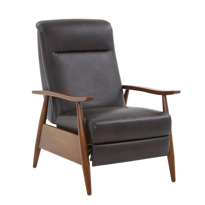 Solaris Wood Arm Push Back Recliner in Burnished Brown
