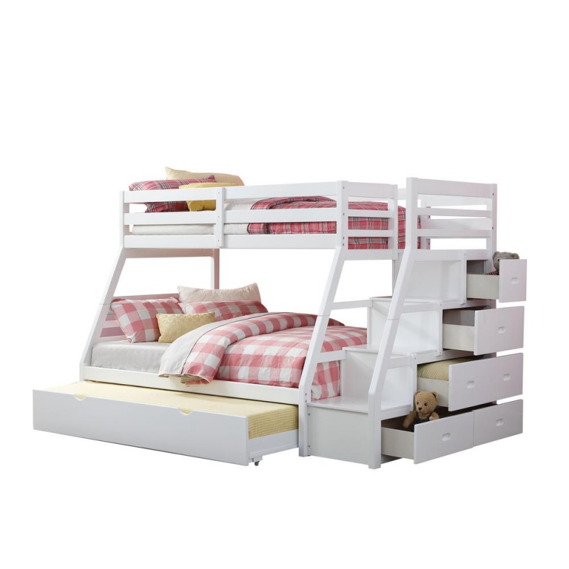 Jason Twin/Full Bunk Bed W/Storage Ladder & Trundle, Espresso (1Set/4Ctn)