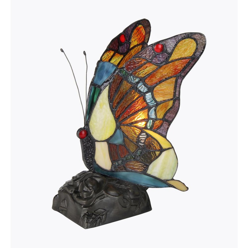 Jacy 2 Tiffany-Style 1 Light Butterfly Accent Table Lamp 9.5" Tall