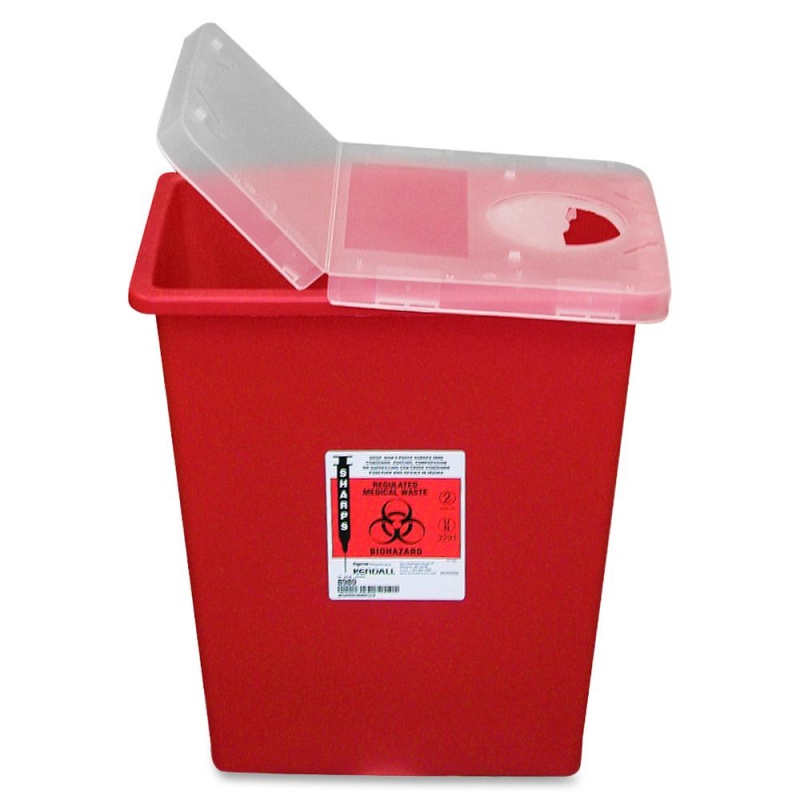 Covidien Kendall Sharps Containers With Hinged Lid - 8 Gal Capacity - 17.5" Height X 15.5" Width X 11" Depth - Red - 1 Each
