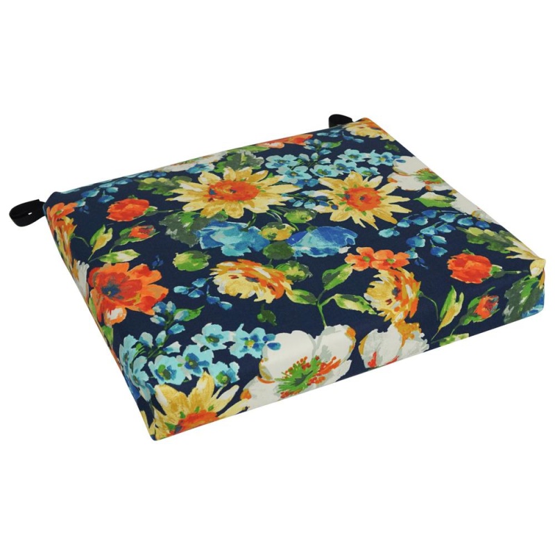 20-Inch by 19-Inch Patterned Outdoor Spun Polyester Chair Cushion
