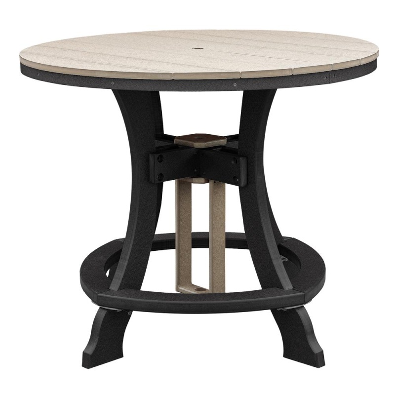 Os Home And Office Model 44R-C-Wwbk Counter Height Round Table In Weatherwood With Black Base