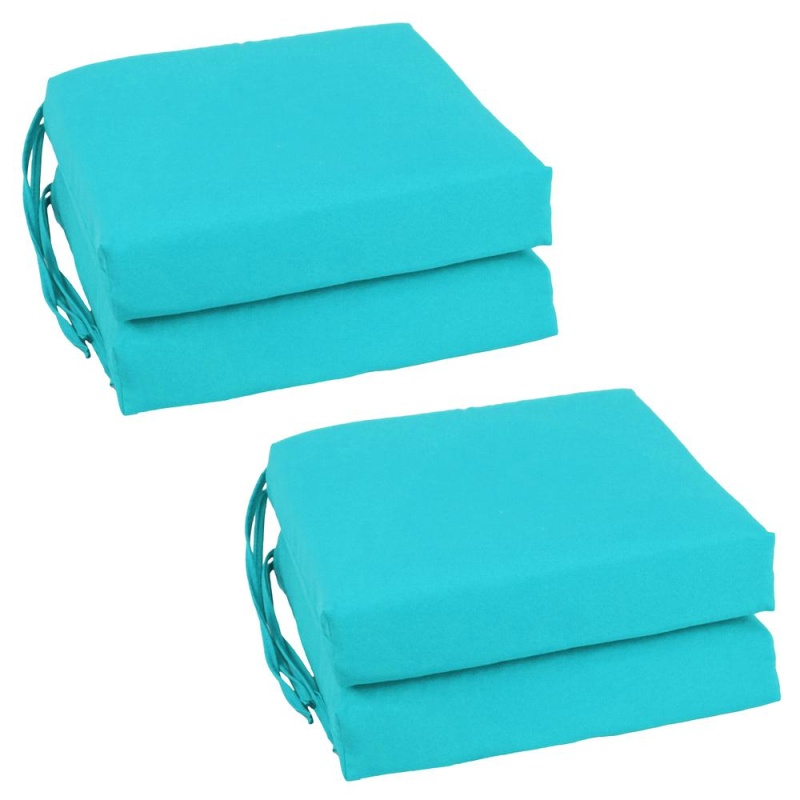 Blazing Needles Set Of 4 Indoor Twill Chair Cushions, Aqua Blue
