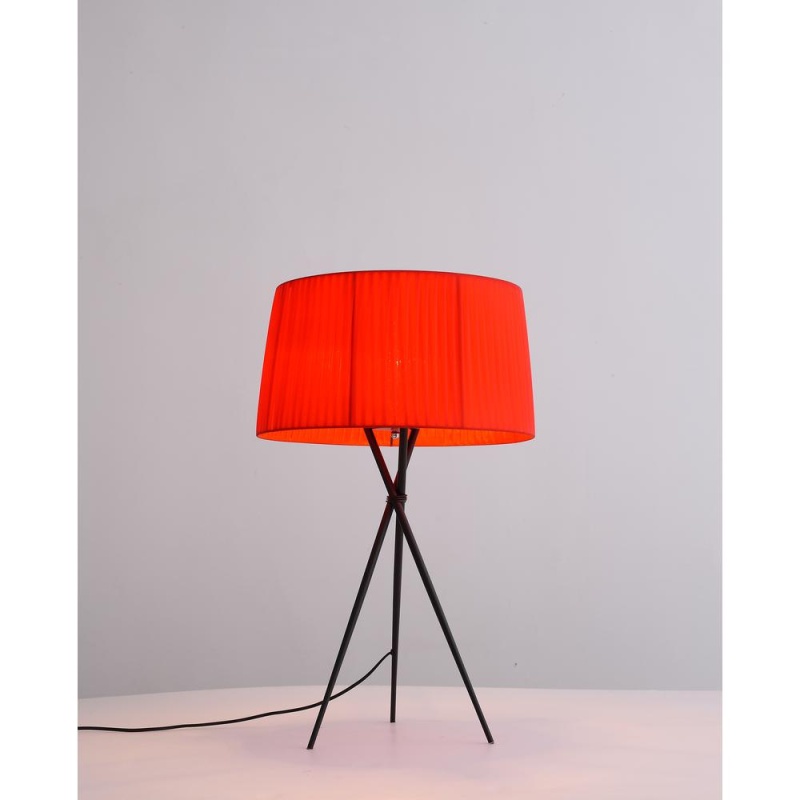 Paige Table Lamp Red Carbon Steel Base And Fabric Shade