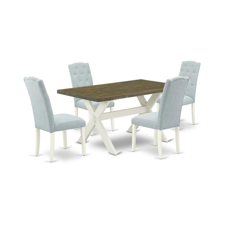 5-Pc Dining Table Set with 4 Padded Chairs