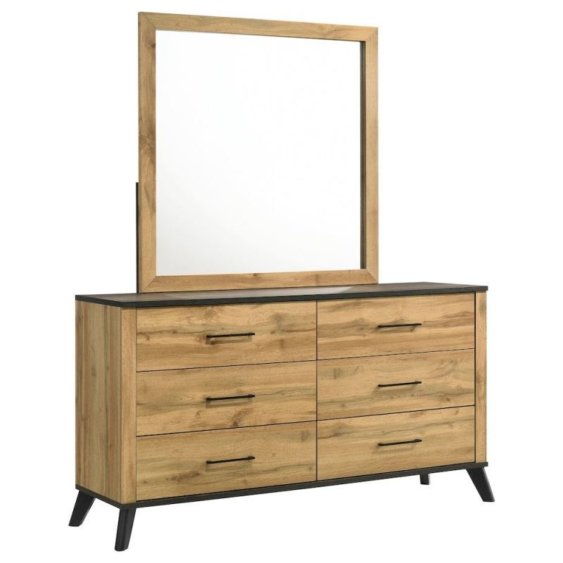 Kaywood 6-Drawer Dresser And Mirror Natural Pine
