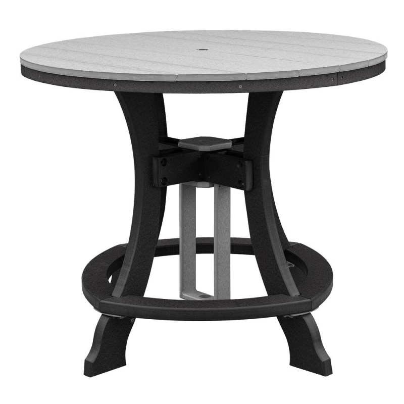 Counter Height Round Table in Light Gray with Black Base