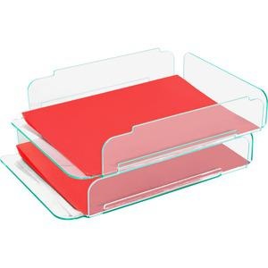 Lorell Stacking Letter Trays - Desktop - Durable, Lightweight, Non-Skid, Stackable - Clear - Acrylic - 1 Each