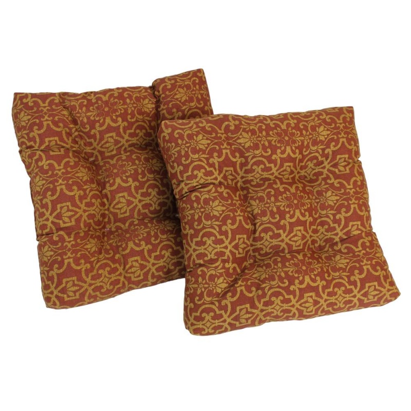 19-Inch Squared Spun Polyester Tufted Dining Chair Cushion (Set Of Two)