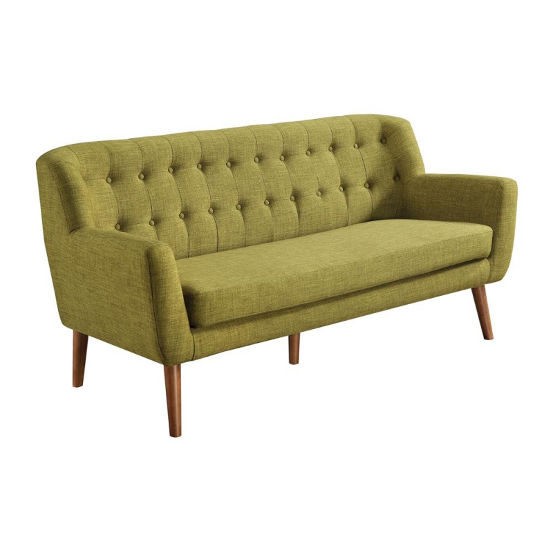 Mill Lane Mid-Century Modern 68” Tufted Sofa In Green Fabric, Mll53-M17
