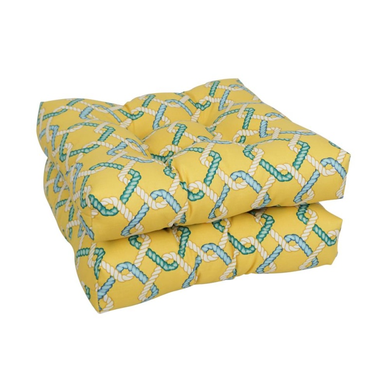 19-Inch Squared Polyester Outdoor Tufted Dining Chair Cushions (Set Of 2) 94005-2Ch-Od-105