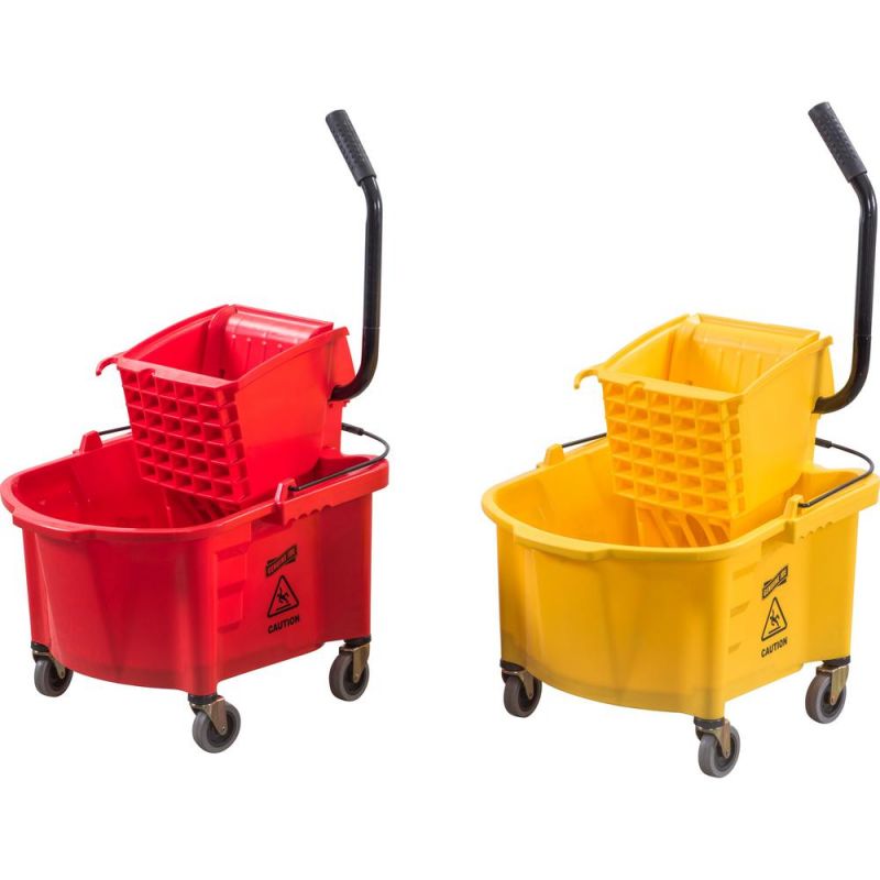 Genuine Joe Splash Shield Mop Bucket/Wringer - 26 Quart - Plastic - Red - 1 Each