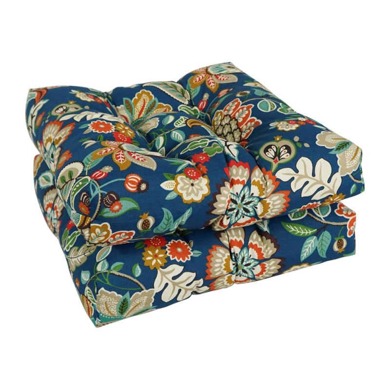 19-Inch Squared Patterned Tufted Dining Chair Cushions, Set of 2
