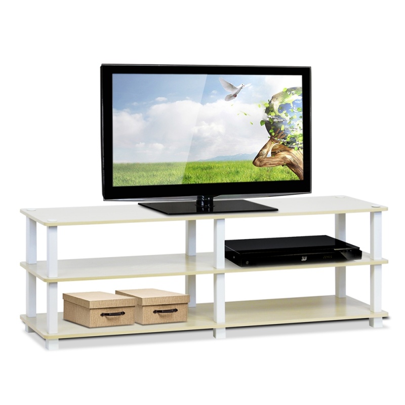 Turn-S-Tube No Tools 3-Tier Entertainment Tv Stands, Steam Beech/White