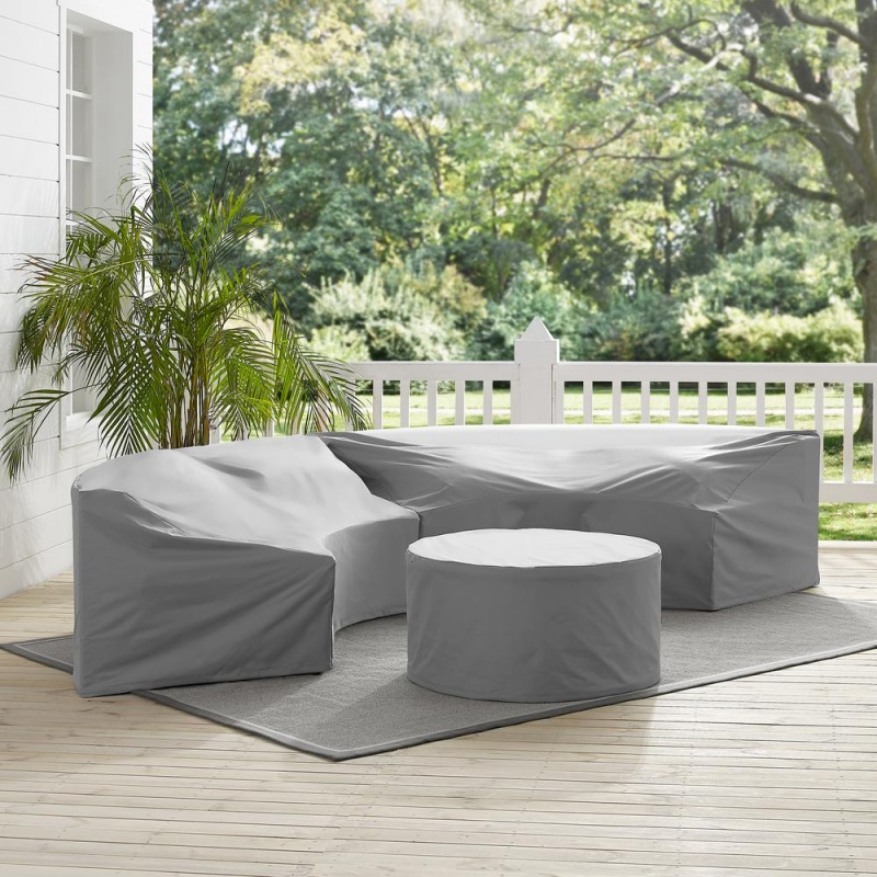 Catalina 3Pc Furniture Cover Set Gray - 2 Round Sectional Sofas And Coffee Table