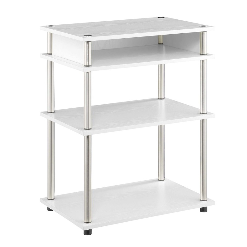 Designs2Go No Tools Printer Stand With Shelves, White