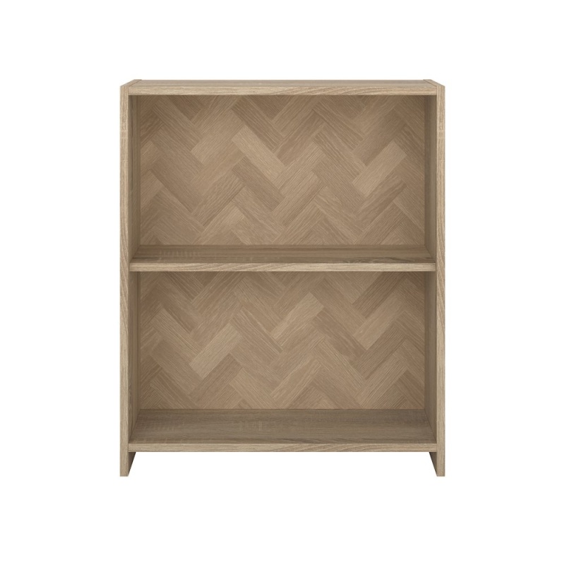 Hyper 2 Shelf Bookcase, Herringbone/Oak