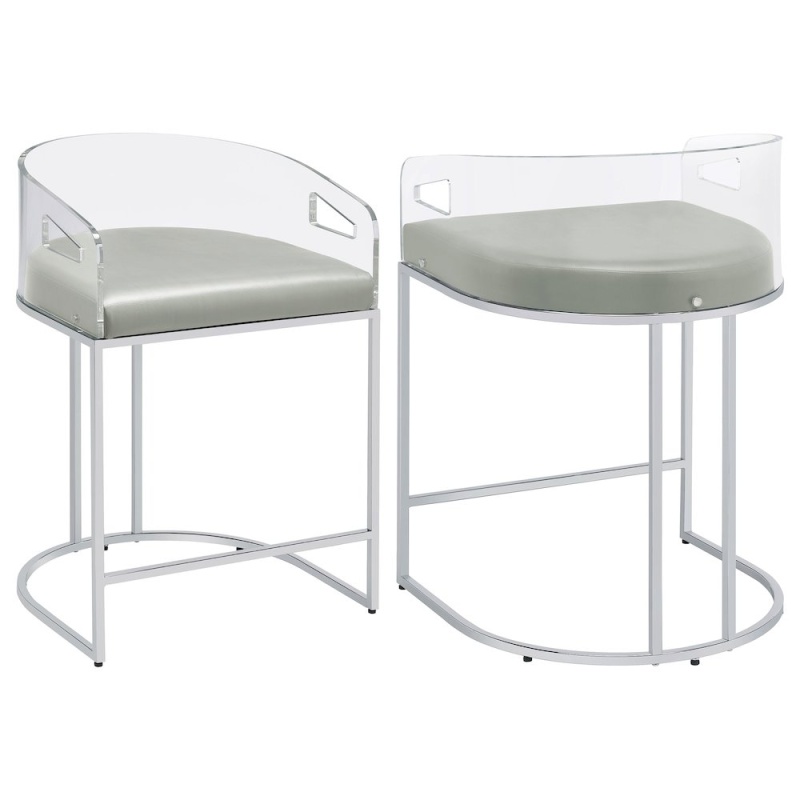 Thermosolis Clear Acrylic Counter Chair Chrome (Set Of 2)