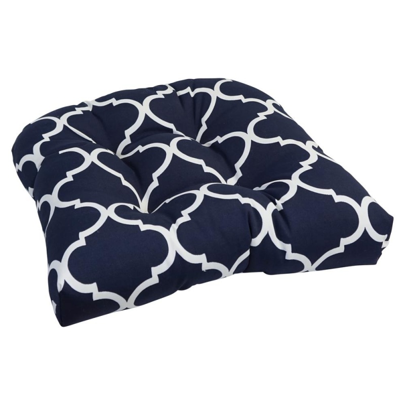 19-Inch U-Shaped Spun Polyester Outdoor Tufted Dining Chair Cushion