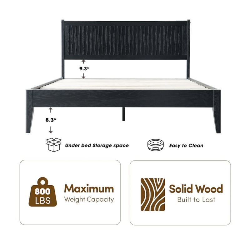 King Wooden Platform Bed Frame