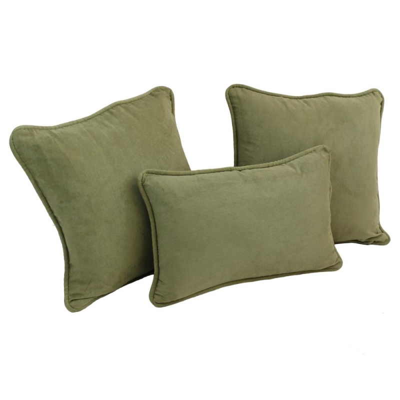 Double-Corded Solid Microsuede Throw Pillows With Inserts (Set Of 3) 9817-Cd-S3-Ms-Sg