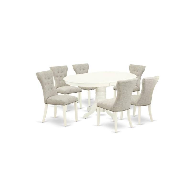 Dining Room Set Linen White, Avga7-Lwh-35
