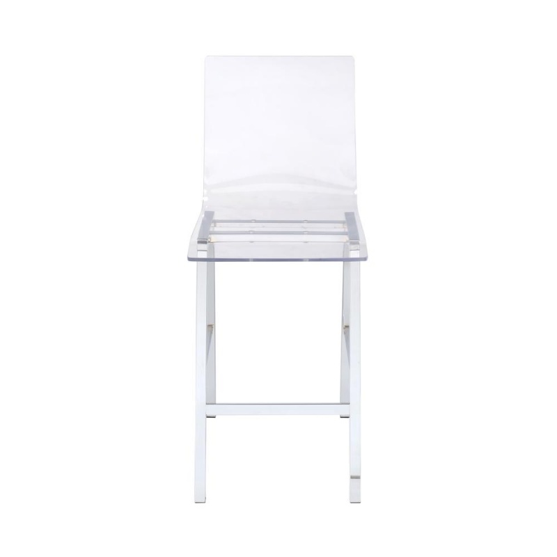 Nadie Counter Height Chair (Set-2), Clear Acrylic & Chrome
