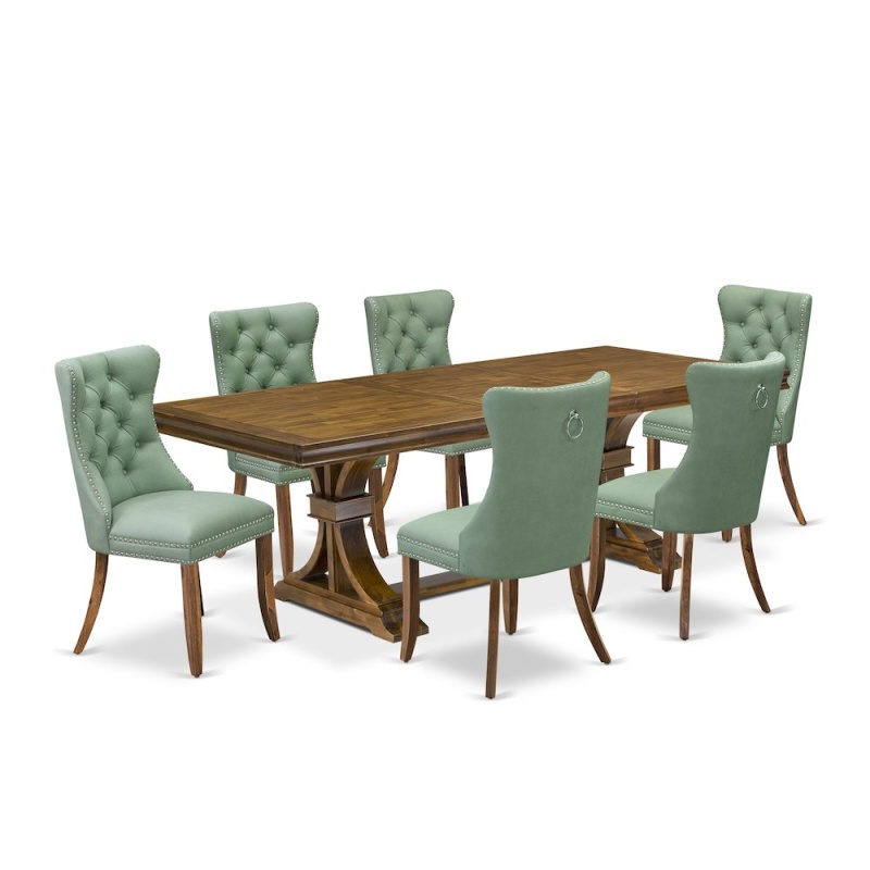 7-Piece Kitchen Table Set with 6 Modern Dining Chairs