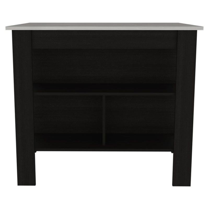Delos Kitchen Island - Black/Ibiza Marble