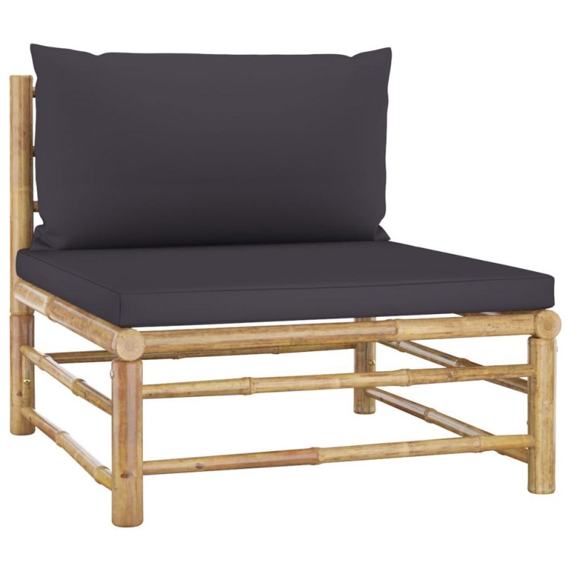 Vidaxl 4 Piece Garden Lounge Set With Dark Gray Cushions Bamboo 8190