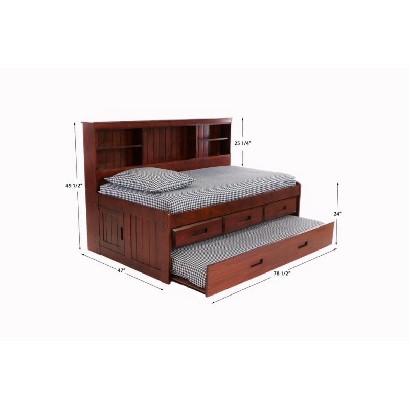 Os Home And Office Furniture Model Solid Pine Twin Daybed With 3 Sturdy Drawers And A Twin Sized Trundle In Rich Merlot