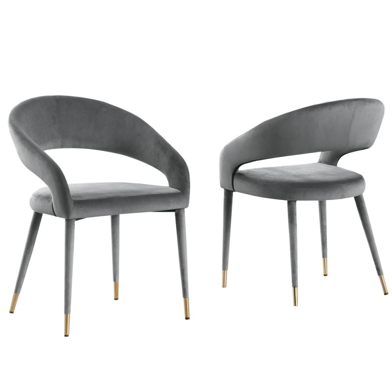 Jacques Velvet Gray Dining Chairs (Set Of 2)