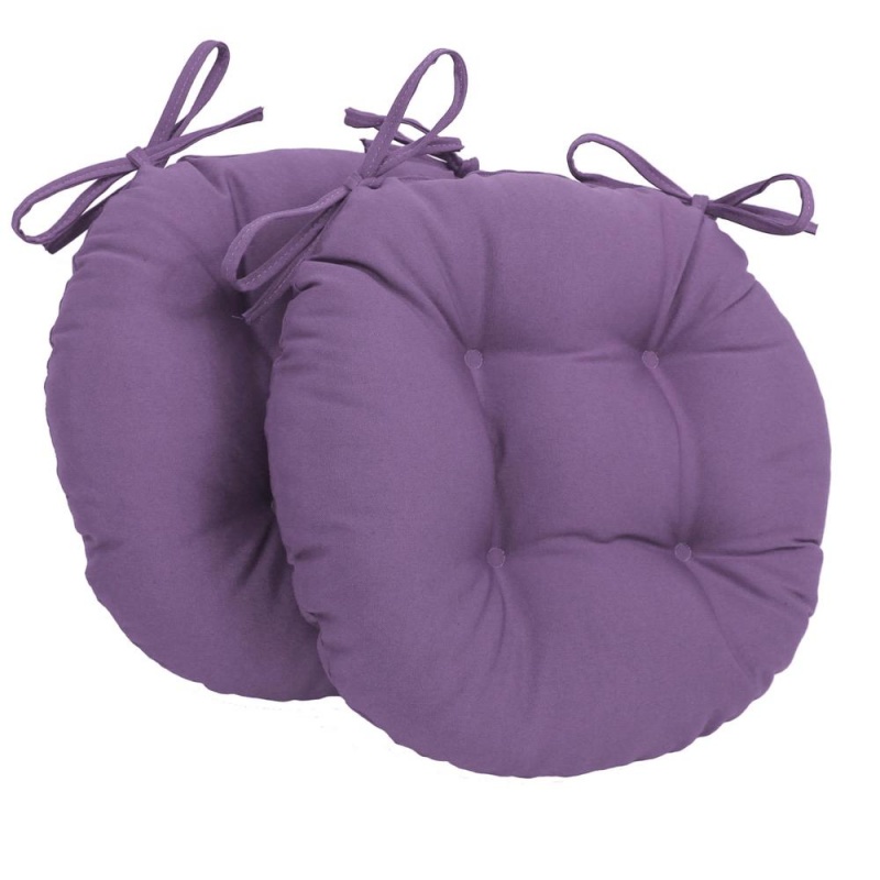 16-Inch Solid Twill Round Tufted Chair Cushions (Set Of 2)