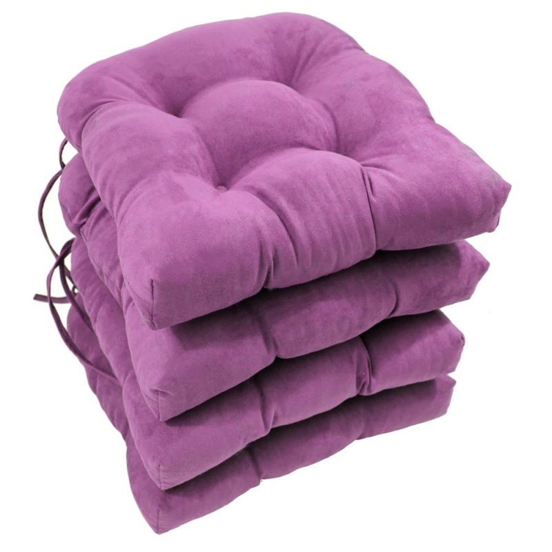16-Inch Solid Microsuede U-Shaped Tufted Chair Cushions (Set Of 4) 916X16us-T-4Ch-Ms-Uv