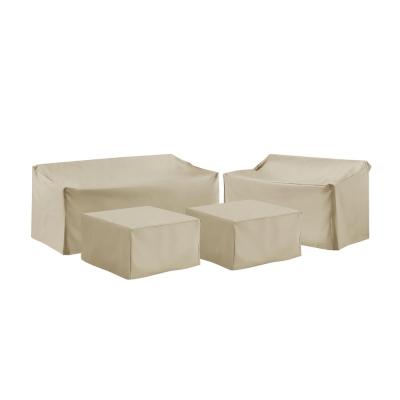 4Pc Outdoor Furniture Cover Set, Loveseat, Sofa, 2 Square Table/Ottoman